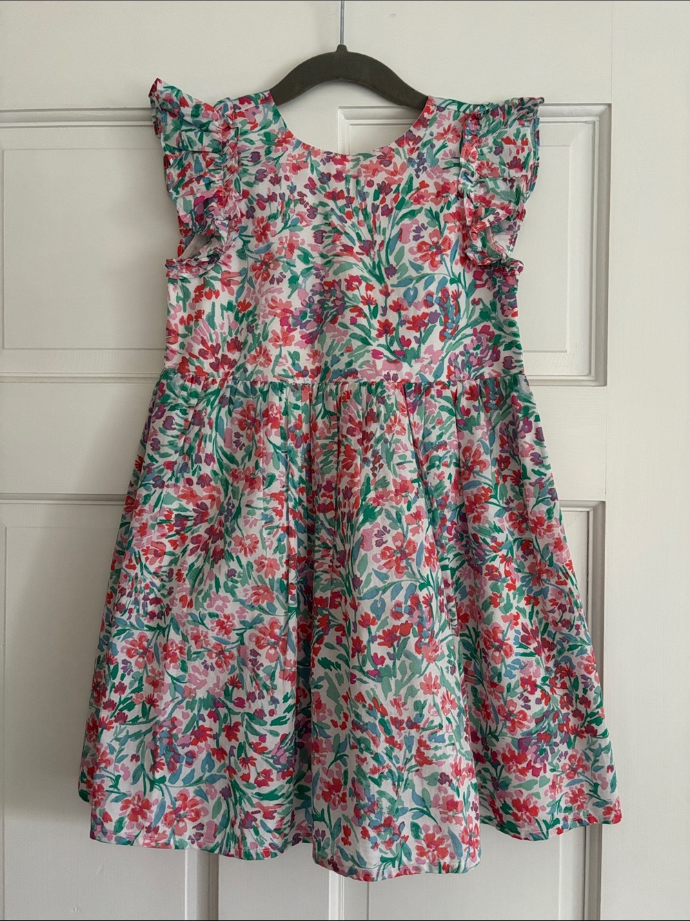 Crewcuts Floral Cotton Dress in Pink, Green & Red